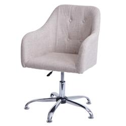 Décoshop26 - Chaise de salle à manger avec accoudoir siège rotatif réglable en hauteur métal textile crème 04_0006345 - 3000261719816_0