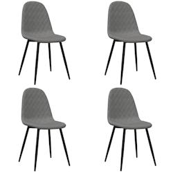 Décoshop26 - Set de 4 chaises de salle à manger couture en losange en tissu velours gris clair et métal DEC025624 - gris 3000255353095_0