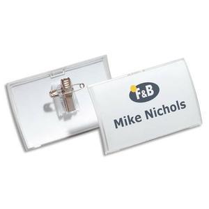 Durable - Boîte de 25 porte-badges Click Fold en polypropylène rigide avec pince combi - 90 x 54 mm - transparent_0