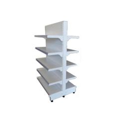 EUROP'METAL Gondole Centrale SUITE (Double Face) Blanc H.164xP.30xL.133cm Base + 4 Tablettes supérieures et porte étiquettes G12PROF300 - blanc acie_0