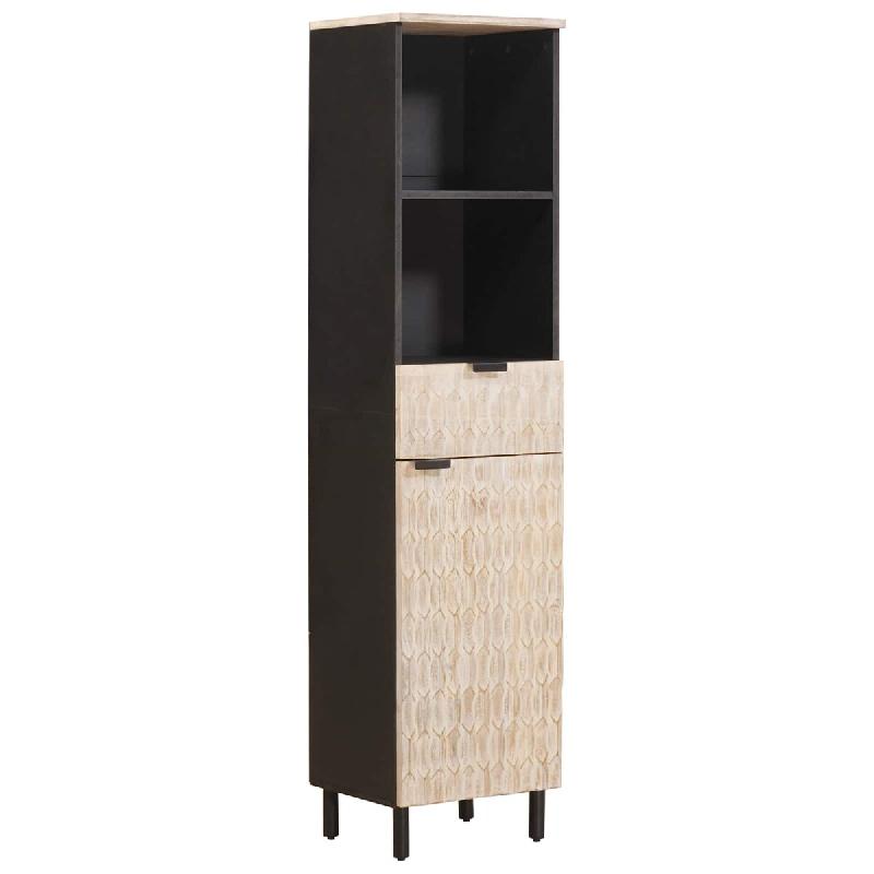 Helloshop26 - Armoire de salle de bain rectangulaire moderne avec porte et étagère 38 x 33 x 160 cm en bois de manguier noir 02_0057772 - 3000240217_0