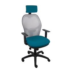 Piqueras y Crespo Silla Jorquera malla gris asiento bali verde petróleo cabecero regulable - vert multi-matériau 15SM40B429B10CRNCR_0