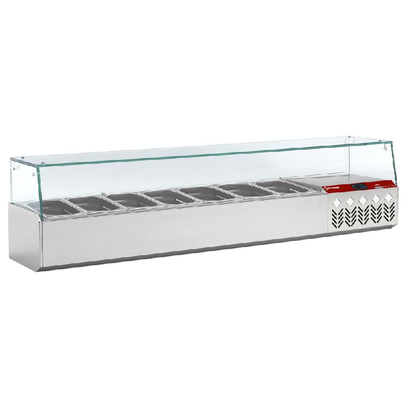 Saladette à ingrédient à poser gn 6x1/4 + gn 1x1/9 avec vitrine - SX160G/PP9_0