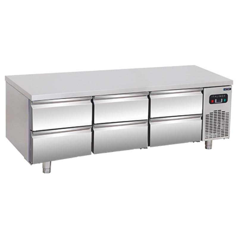Soubassement réfrigéré 6 tiroirs profondeur 700 - acier inox AISI 304 - froid ventilé - marque Technitalia_0