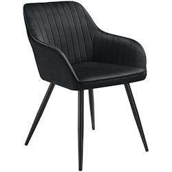 TecTake GmbH tectake Chaise de salle à manger en velours matelassée capitonnée noir - 405713 - noir acier 405713_0
