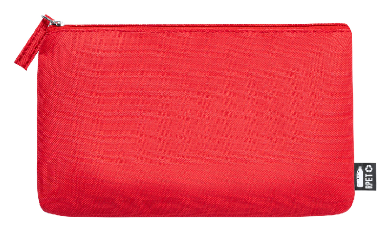 Trousse de toilette zippée en polyester 600D RPET - couleur rouge - poids 30g_0