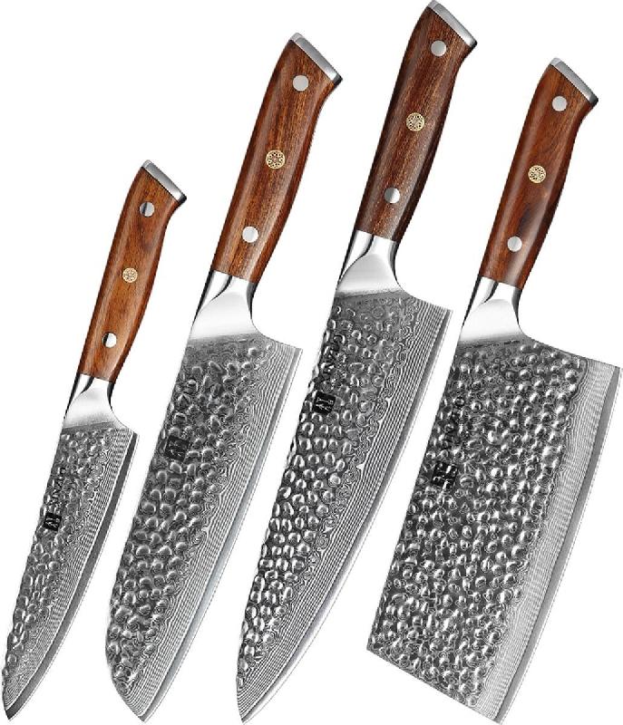 XinZuo - Set de couteaux Damas 4 pièces - Série B13D Yu - multicolore multi-matériau B13D-A4_0