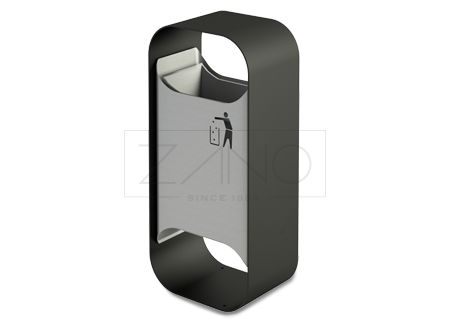 Poubelle publique Clipo 03.064 - Zano - 46L - design futuriste en acier noir ou inoxydable_0