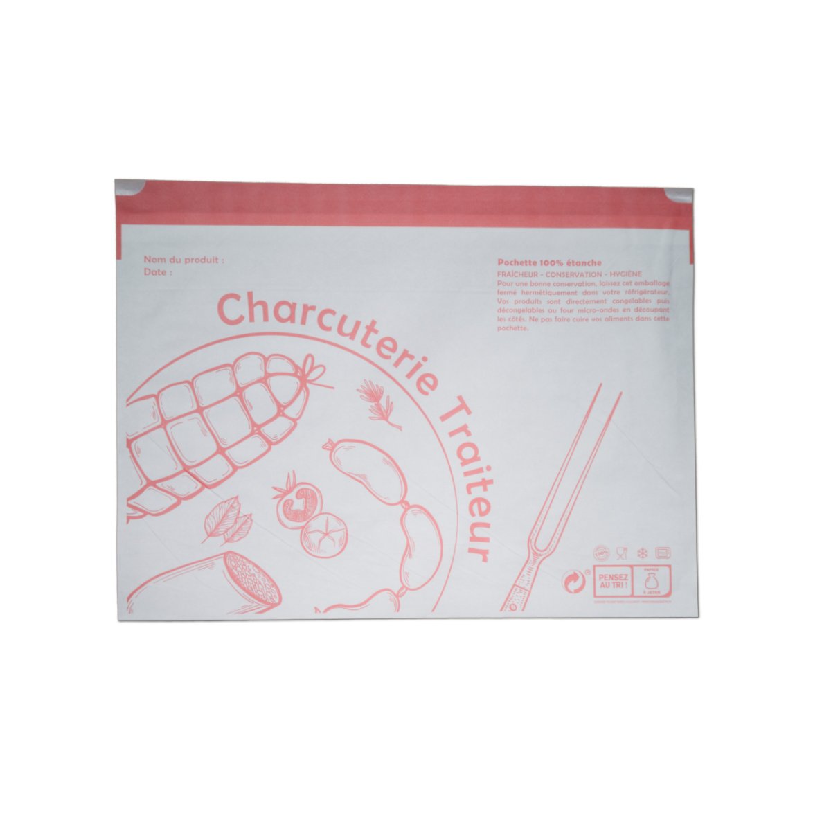 500 pochettes adhésives charcuterie 25×33 cm personnalisable_0