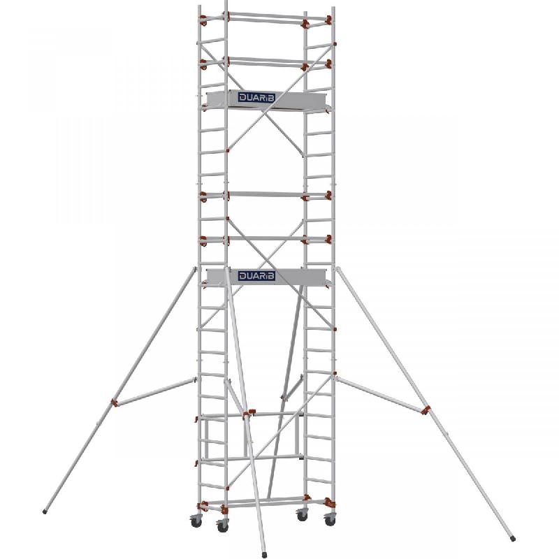 Échafaudage roulant aluminium AL 135 version base pliante - Hauteur de travail : 6,80 m - DUARIB - 613155_0