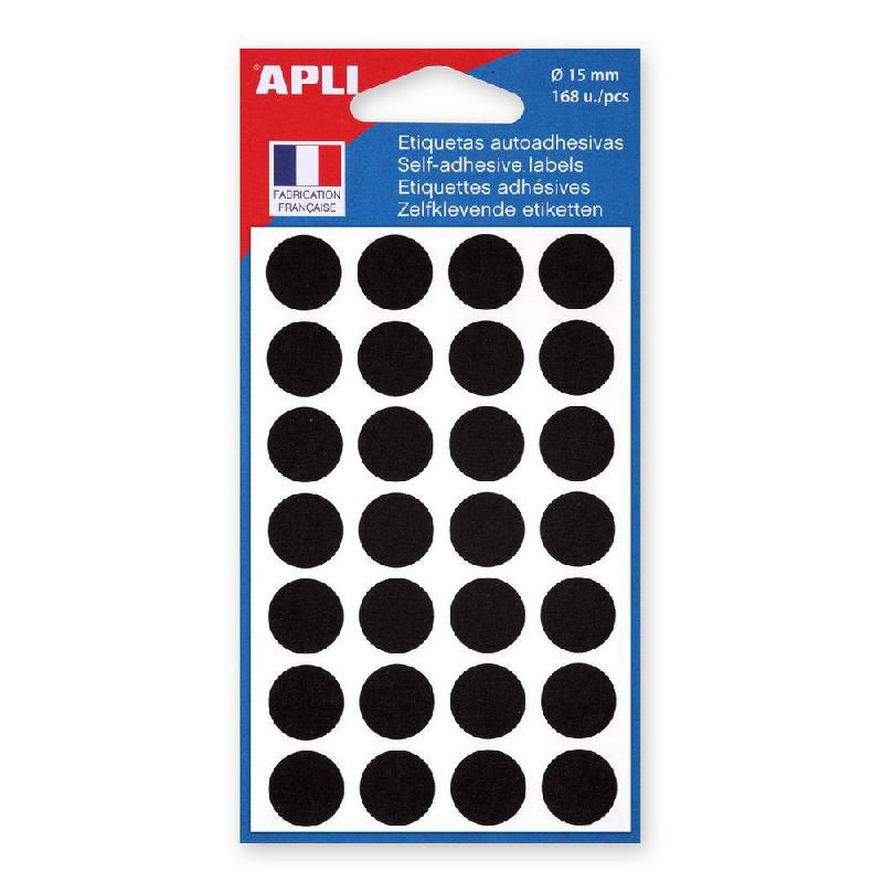 AGIPA PASTILLES ADHÉSIVES DE COULEUR, Ø 15 MM - POCHETTE DE 168, COLORIS NOIR