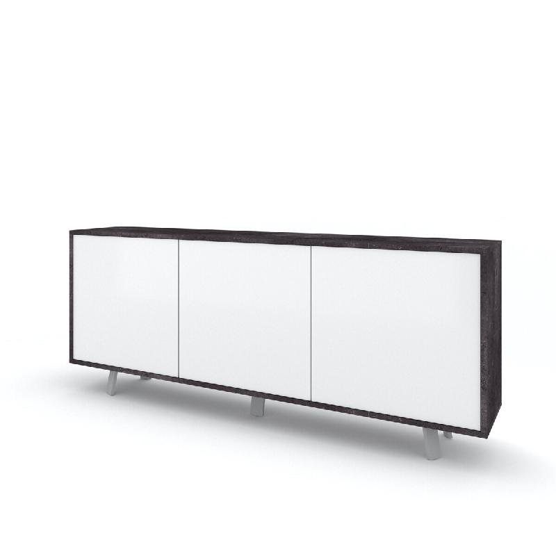 AQA Design Buffet VENBRUK 3 portes en mélamine pierre / blanche brillante L.177 P.41 H.74 MP07027 - multicolore Bois manufacturé MP07027_0