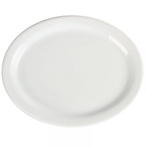 ASSIETTES OVALES EN PORCELAINE BLANCHE OLYMPIA Ø 250 MM - LOT DE 6