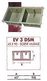 Bac double en polypropylène 45x45 - EV 3 DSM - avec sortie filetée pour siphon DN40_0
