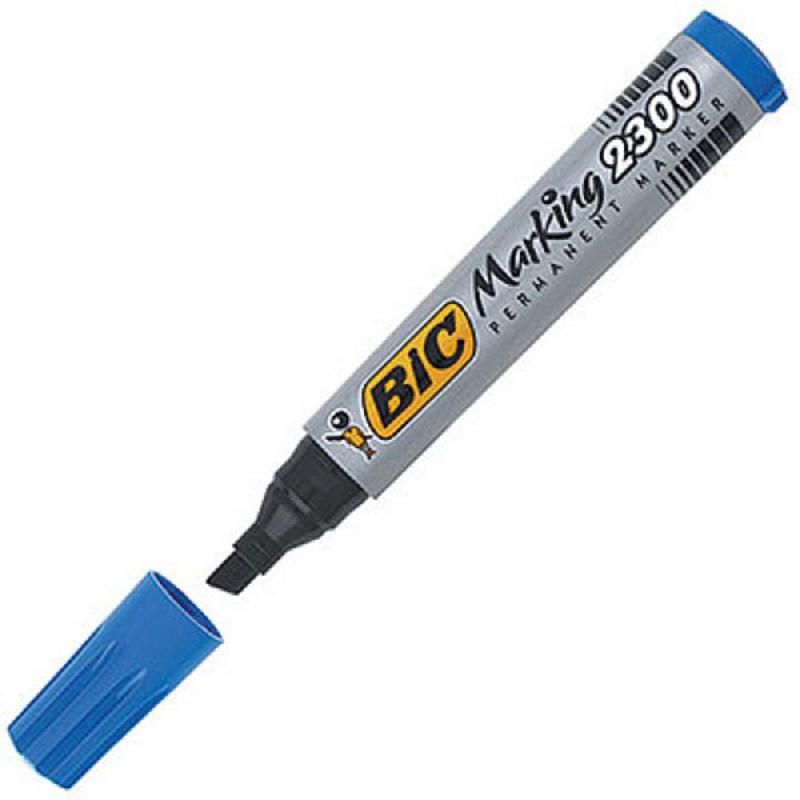 BIC MARQUEUR PERMANENT BIC 2300 - POINTE BISEAUTÉE 3,1 - 5,3 MM - BLEU (PRIX À L'UNITÉ)