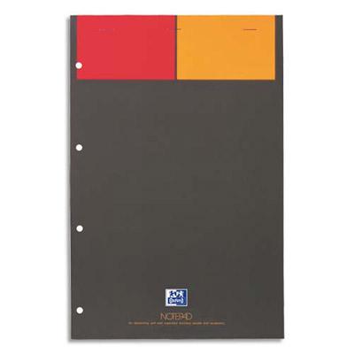 BLOC NOTEPAD - 80 G - QUADRILLE PETITS CARREAUX - 80 FEUILLETS A4 DETACHABLES PERFORES 4 TROUS - PAPIER BLANC - LOT DE 5