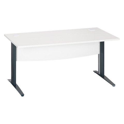 BUREAU DROIT EXCELLENS L 160 CM BLANC PIÉTEMENT '' L'' MÉTAL ANTHRACITE 160 CM