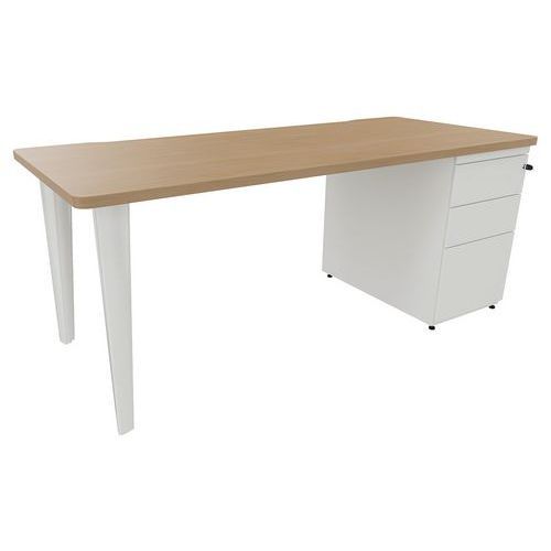 BUREAU EVIDENCE 180X80 CHÊNE CLAIR CAISSON PORTEUR/PIED ANTHRACITE - VINCO