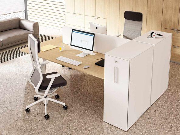Bureau bench 2 personnes Gradia Plus sur armoires extractibles_0