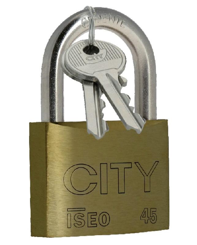 Cadenas CITY 30 - 2 clés - Hauteur 4mm - ISEO - Laiton massif poli - 2032001 - 001976_0