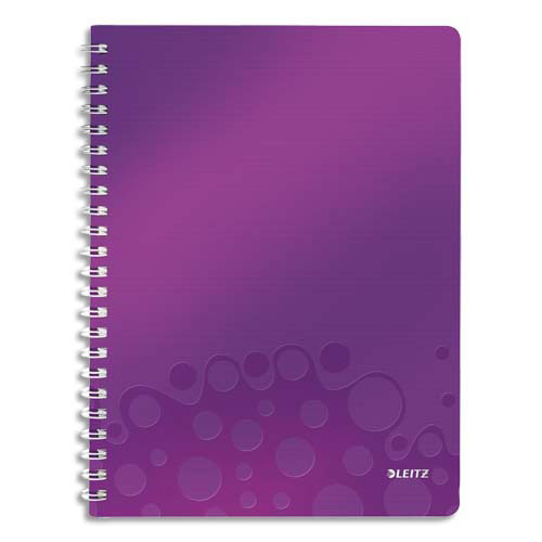 CAHIER SPIRALES LEITZ WOW - A4 - 160 PAGES DETACHABLES 80 G - 5X5 - COUVERTURE POLYPROPYLENE VIOLET