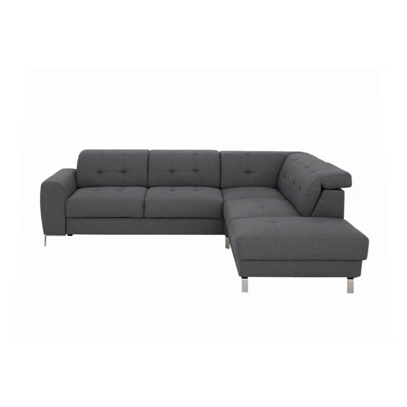 Canapé d'angle réversible convertible VITO gris foncé - design épuré avec coffre de rangement et têtières réglables_0