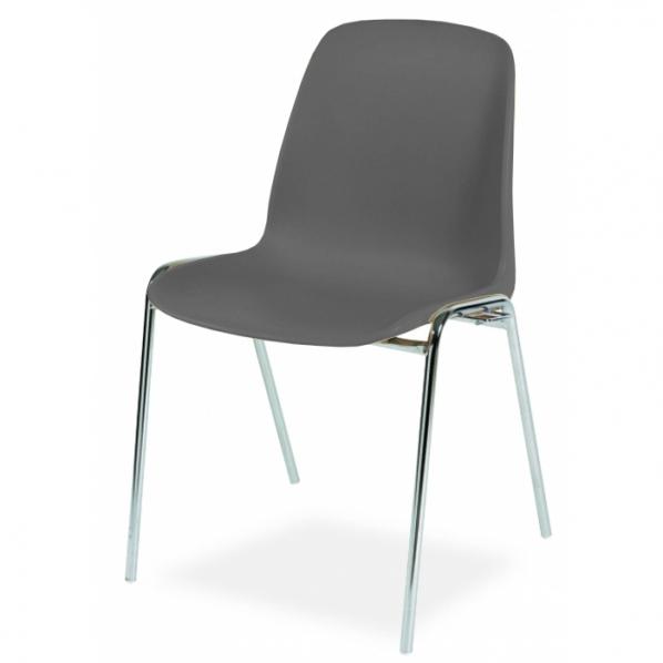 Chaise coque accrochable pieds chromés - anti-feu classe m2 gris anthracite