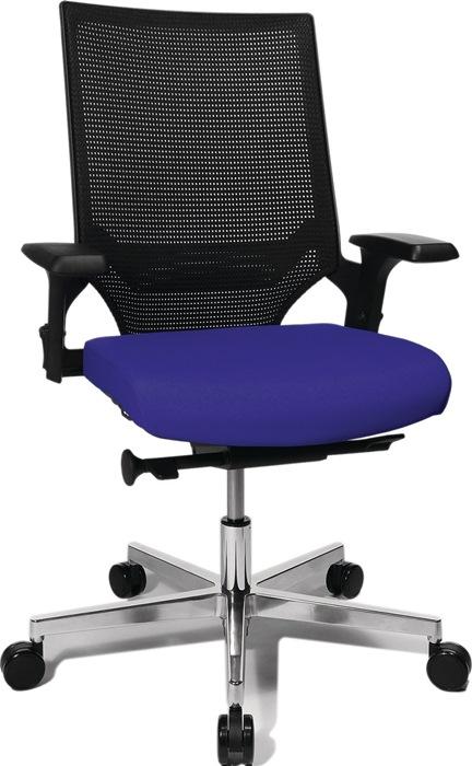Chaise de bureau pivotante avec mécanisme synchrone ponctuel noir/bleu 420-550 mm avec accoudoir capacité charge 110 kg TOPSTAR_0