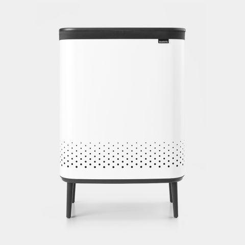 Corbeille à linge Bo Hi - 2 x 45 litres - White - Meuble décoratif avec sac à linge à deux compartiments_0