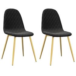 Décoshop26 - Set de 2 chaises de salle à manger design moderne couture en losange en tissu velours noir DEC025568 - noir 3000255319664_0