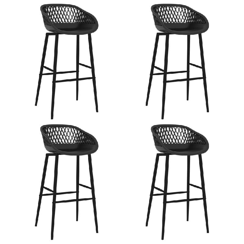 Décoshop26 - Tabourets de bar x4 chaises haute en PP et métal noir aspect de maille DEC029422 - noir 3000257367847_0