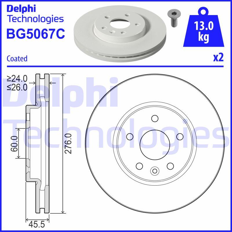Disque de frein ventilé Delphi BG5067C - boîte de 2 disques pour montage avant_0