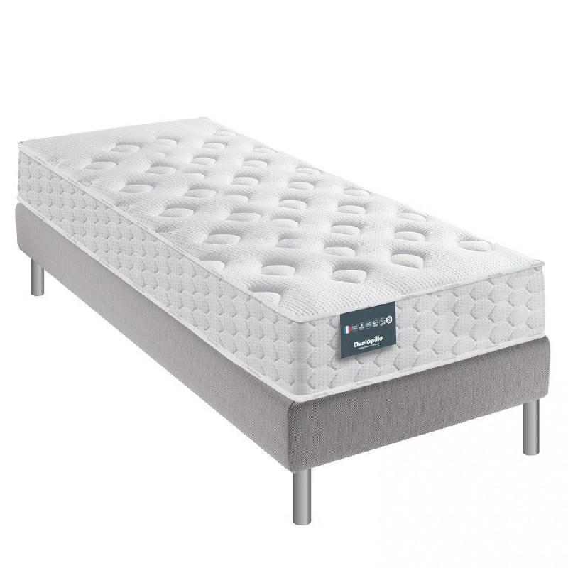 Ensemble Dunlopillo EUGEN 90x190 cm - Matelas mémoire de forme 21 cm, sommier déco et pieds gris_0