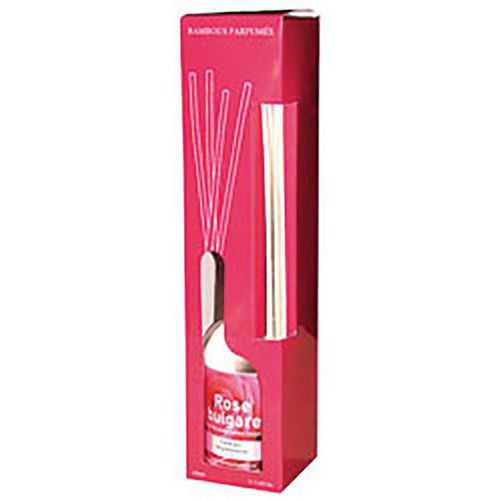 FLACON DE PARFUM AVEC 7 BRINS EN BAMBOU SENTEUR ROSE BULGARE