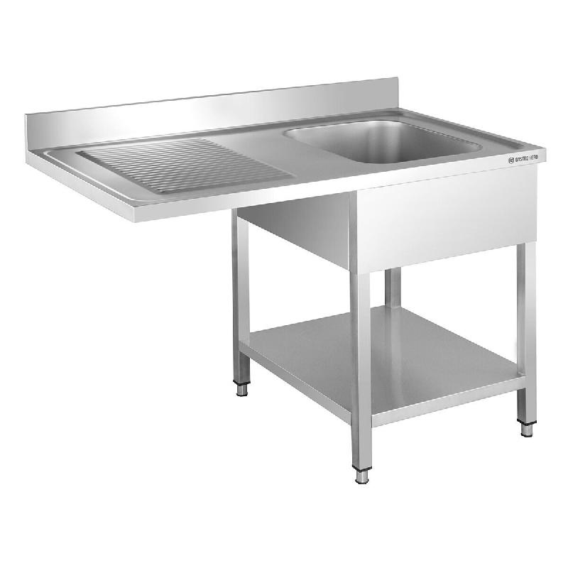 GastroHero Centre de plonge Basic 12x6 avec 1 cuve à droite, dosseret et étagère inférieure - inox SPZT-BASIC12X6R_0