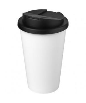 GOBELET AMERICANO ECO RECYCLÉ DE 350ML AVEC COUVERCLE ANTI-DÉVERSEMENT BLANC - GOODIES ÉCOLOGIQUES