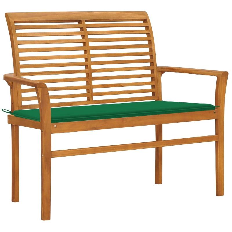 Helloshop26 - Banc de jardin meuble de patio d'extérieur terrasse avec coussin vert 112 x 55 x 94 cm bois de teck massif 02_0011557 - vert Bois massi_0