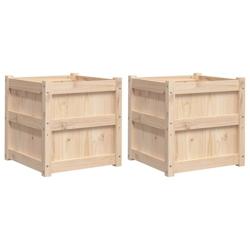 Helloshop26 - Jardinière bac lit surélevé plantes fleurs jardin terrasses lot de 2 bois de pin massif marron 02_0039049 - 3000218002138_0