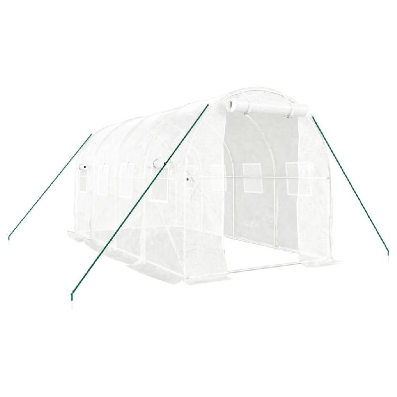 Helloshop26 - Serre tente abri plante fleur légumes avec cadre en acier 8 m² 4 x 2 x 2 m blanc 02_0044630 - blanc acier 3000220239874_0