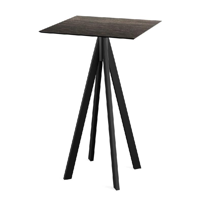Infinity mange-debout avec piètement noir + plateau HPL Riverwashed Wood 70x70 cm_0