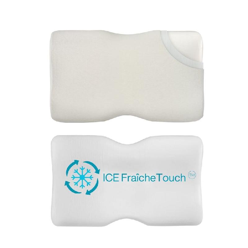 INPHYSIO Oreiller double hauteur DUO ICE – effet rafraîchissant, taie ICE – 60x35x10/12 cm - blanc 3760371011025_0