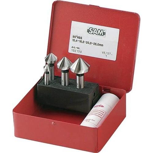 JEU DE 4 FRAISES CONIQUES À CHANFREINER- FKJ-4 SAM OUTILLAGE