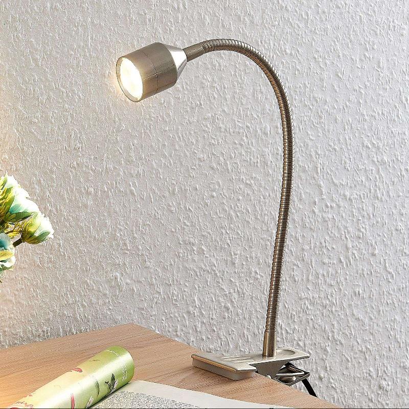 LINDBY DJAMILA LAMPE À PINCE LED, NICKEL SATINÉ