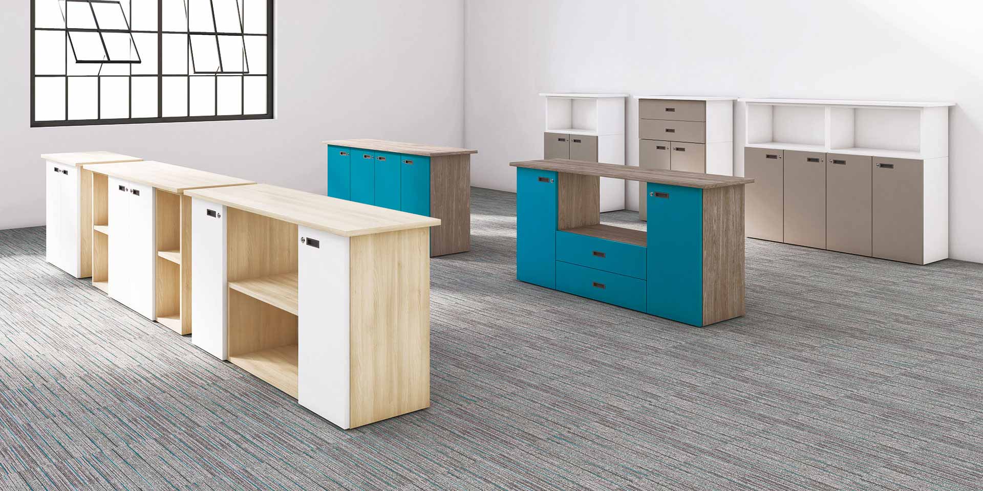 Meuble armoire bas 2 portes avec niche horizontale - Bois mélaminé PEFC - Design Thibault Desombre_0