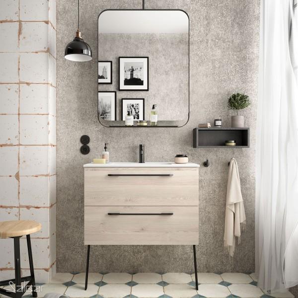 MEUBLE DE SALLE DE BAIN S35 800 2 TIROIRS CHÊNE NATUREL 797 X 540 X 346 MM - SALGAR 23271