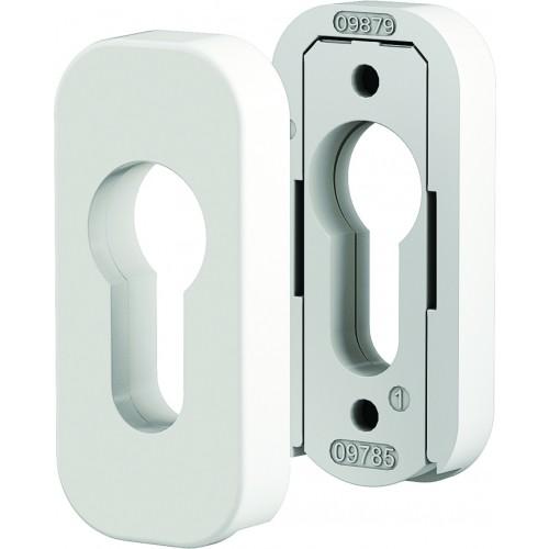PAIRE DE ROSACES EN ZAMAK CLÉ I FIXATION INVISIBLE POUR BÉQUILLES QUAD - BLANC BRILLANT VACHETTE