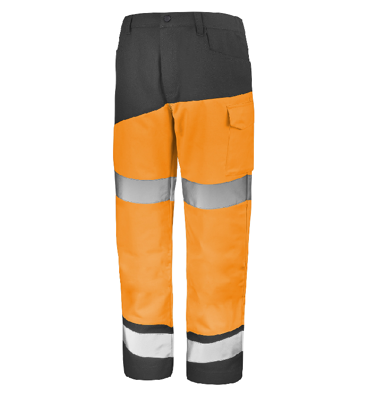Pantalon haute visibilité - M, orange fluo/noir - bi-matière, bandes rétro-réfléchissantes, norme ISO 20471_0