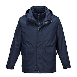Portwest - Parka de travail respirante 3 en 1 ARGO Bleu Marine Taille L - Étanche, coupe-vent et multi-saisons_0