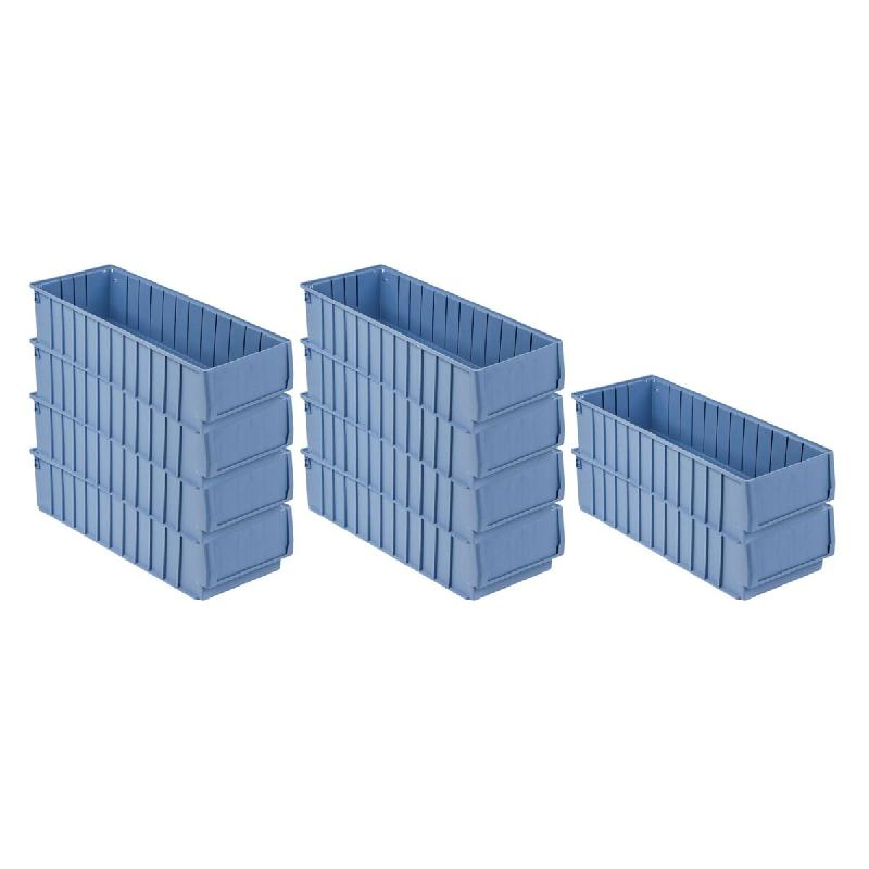 PROREGAL 10x Bac à étagères 600 BH avec étiquette & capot de protection | HxLxP 14x23,4x60cm, 15,4L | Bac à bec - bleu plastique RMK36-12_0