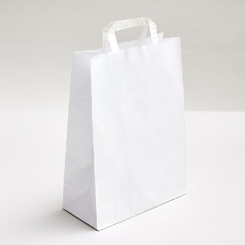 Sac kraft poignées plates blanc 26x12x35cm - par 50_0